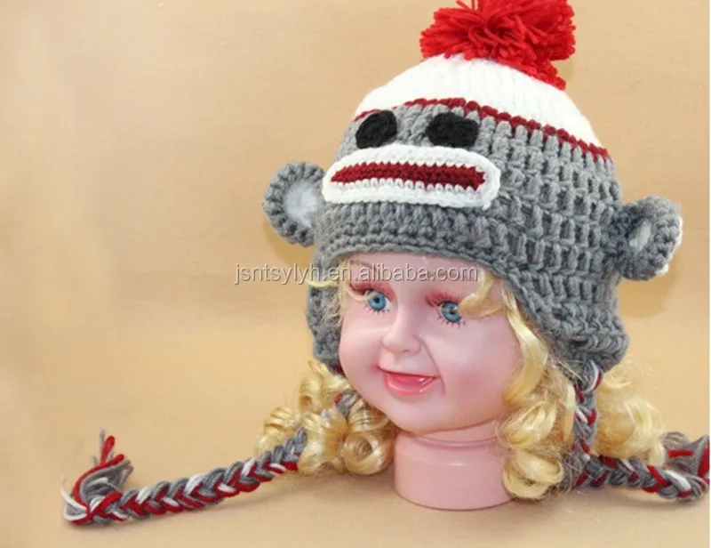 Kids cute animal plait crochet knitting beanie hat