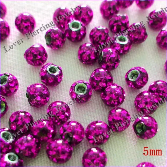 [FC-P06] High Quality Steel Threaded Epoxy Covering Crystal Gem Balls Body Piercing Screw Loose Parts Wholesale Jewelry