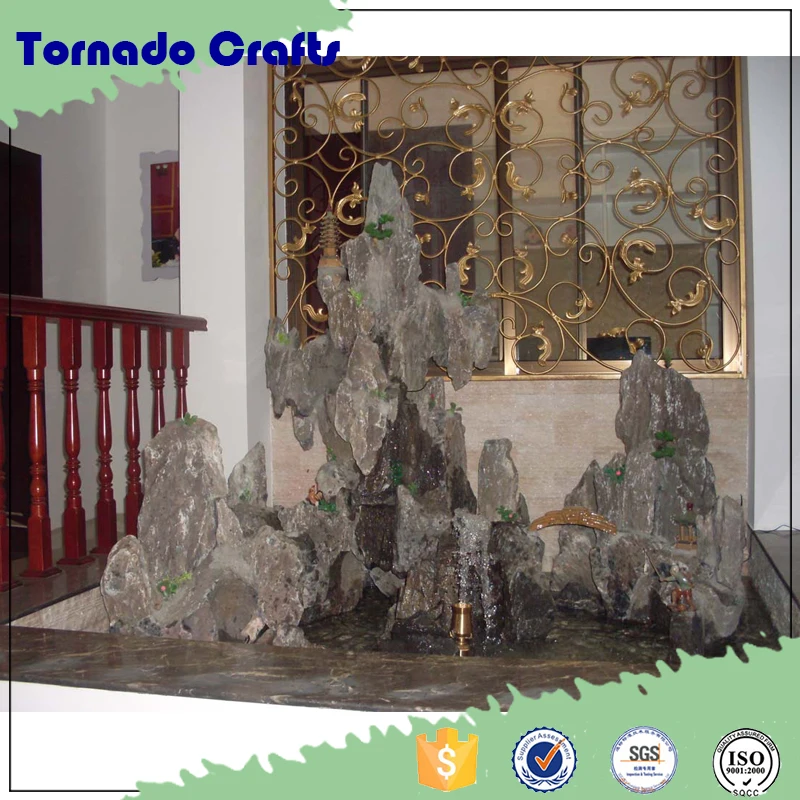 Guangzhou factory high quality design fiberglass rock waterfall rockery artificial fake stone water curtain fountain decor