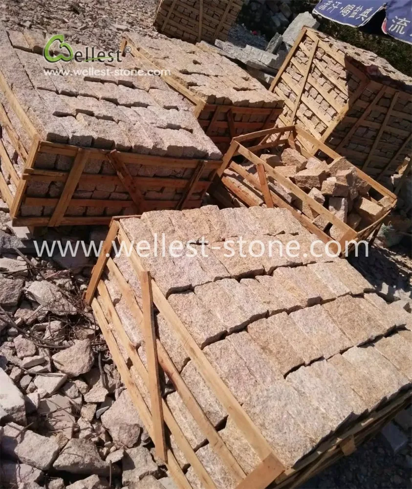 Cheap Price Yellow Granite Setts for Patio Cobblestone Pavers, Driveway Paving