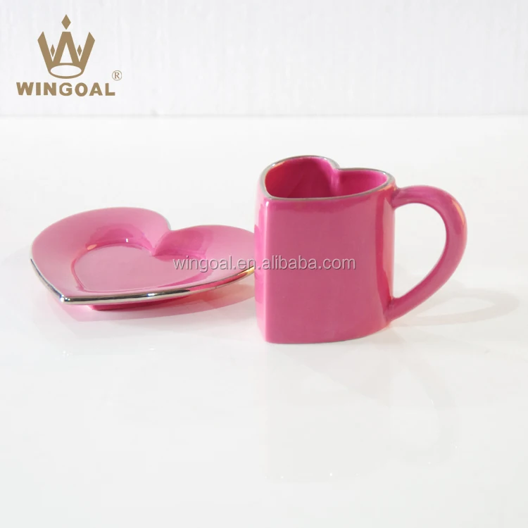 Craft heart-shape coffee cup and saucer set