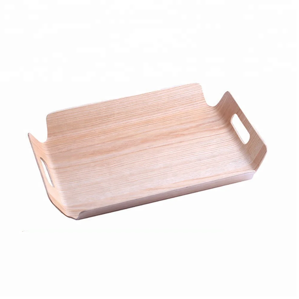 
rectangular bentwood tray, bamboo serving tray with handle 
