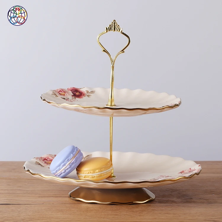 Modern Design Two-Tier Ceramic and Porcelain round Party Candy Nuts Tray for Wholesale Kitchen Use for Food Occasion