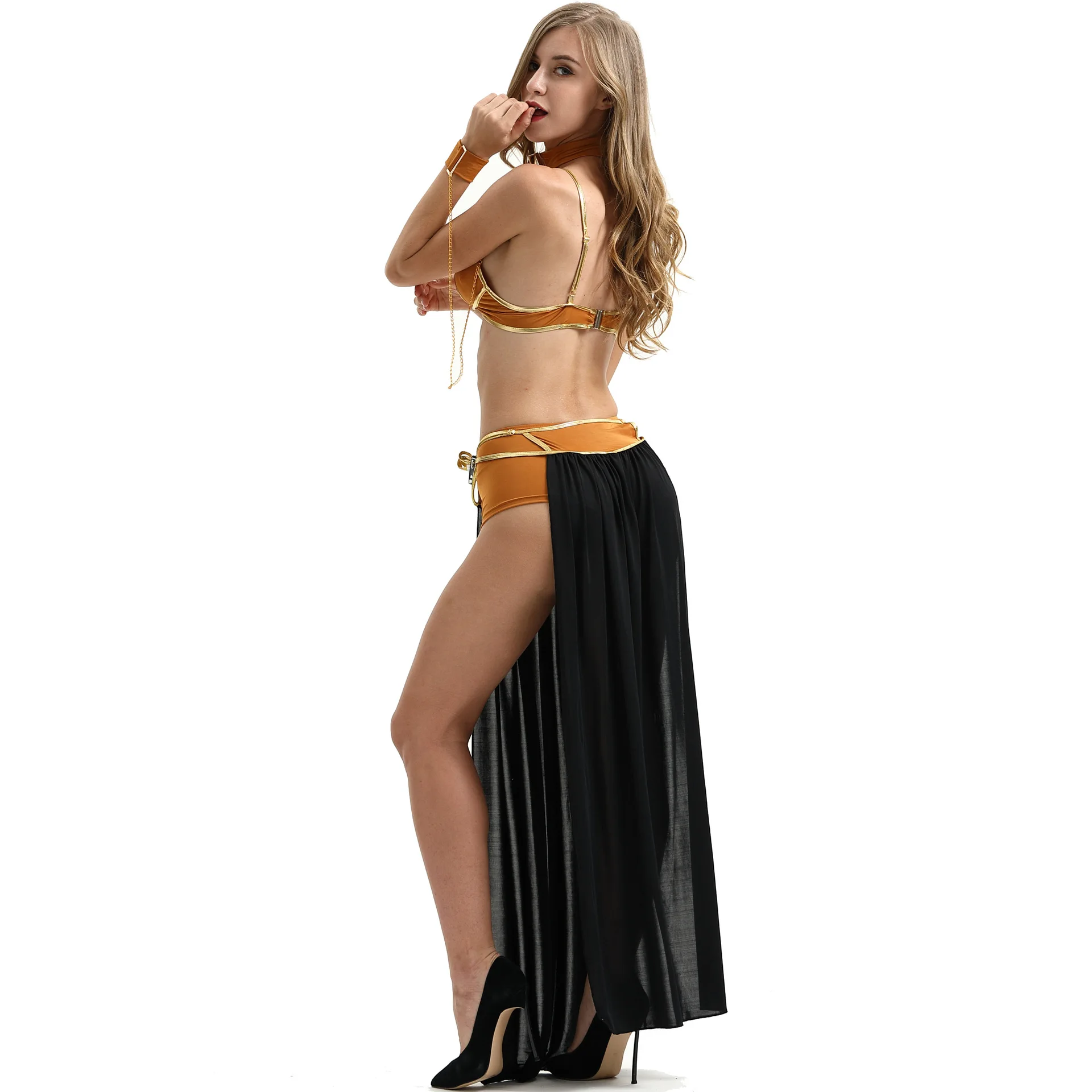 New Sexy Halloween Costume Adults Cosplay Egyptian Golden Cleopatra Costume