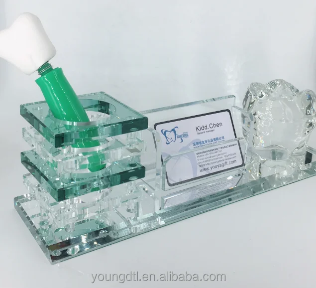 High Quality Crystal Pen Holder & Business Card Holder For Desk