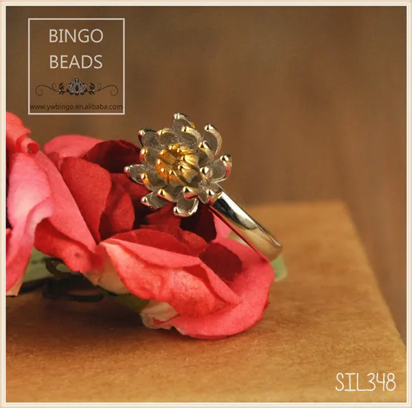 925 Sterling Silver Lotus Ring Double Tone