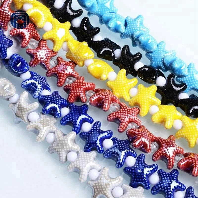 
Factory sales Colorful 18mm Beads Wholesale Porcelain Starfish Beads 
