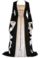 Ecowalson Vintage Medieval Renaissance Gown Halloween Cosplay Costume Retro Long Dress
