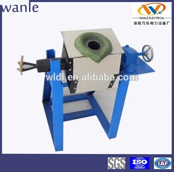 50 - 350kg tilt rotary electric induction platinum gold silver melting furnace