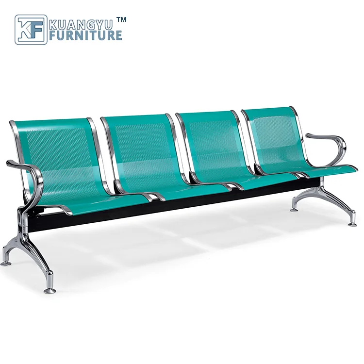 High quality 4-seat airport steel waiting chair with cushions