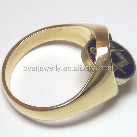 VINTAGE SOLID 10K GOLD ENAMEL GENTS MASONIC SWIVEL SIGNET RING