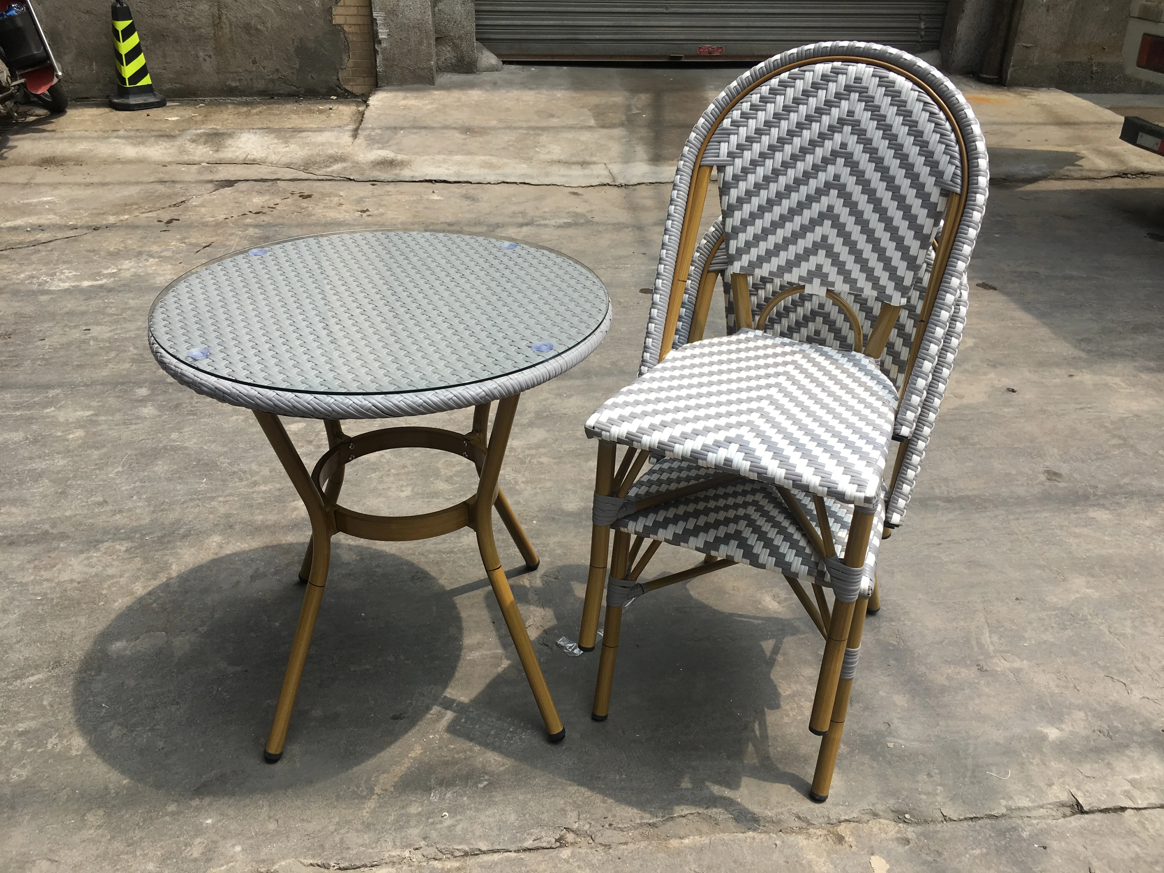 Anti-aging Outdoors Garden Aluminum Plastic Cane Rattan Bistro Chair
