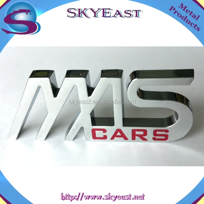 High Shiny Silver Polished Enamel Branded Metal Car Logo Plates