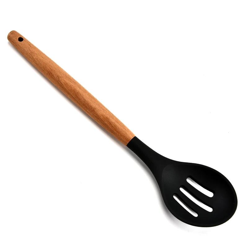 
9 Pcs Wholesale Kitchen Accessory Hot Sales Heat-resistant 9 Pieces Silicone and Wooden Handle Kitchen Utensil Set 