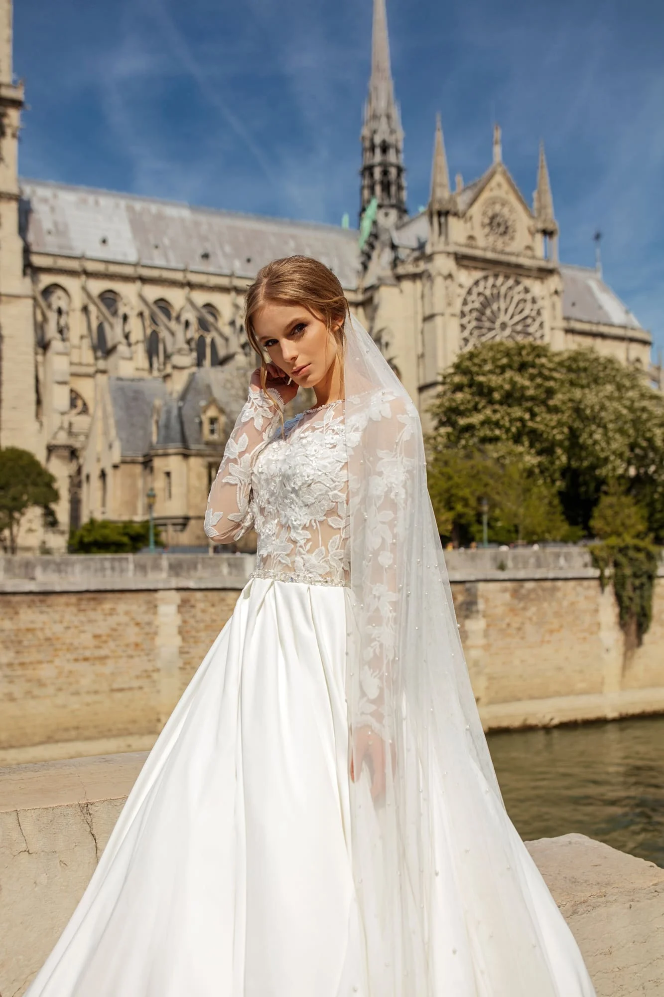 
Vintage bridal ball gown veils wedding dress party long sleeves backless 