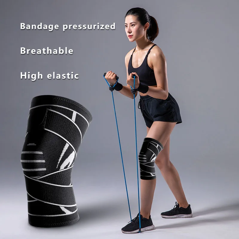 Fitness Running Bandage Knee Support Braces Elastic Protective Pad Knee Protector Compression Sleeve