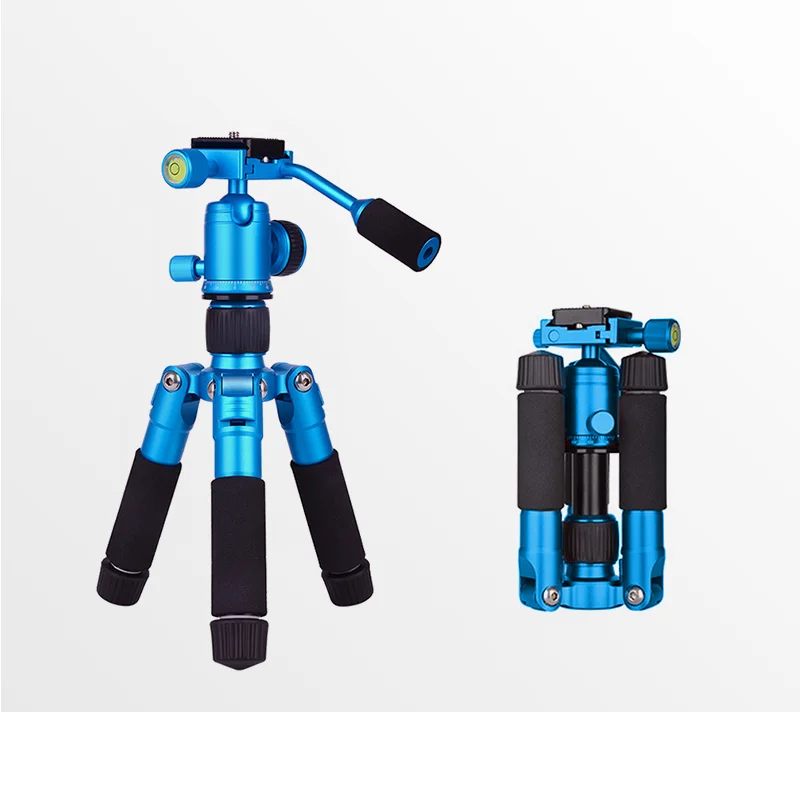Mini Tripod Holder Small Lightweight Tripod 2 Way Fluid Pan Head for DSLR Video Cameras Table Tripod with Pan Head 2 Sections