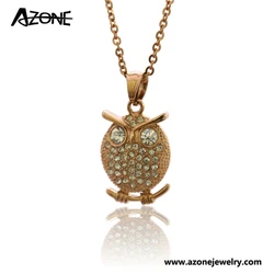 Hot Sale For Women Cute Owl Pendant With CZ Stone Necklace