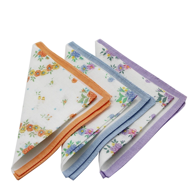 Изготовленные на заказ шелковые женские простые хлопковые носовые платки для