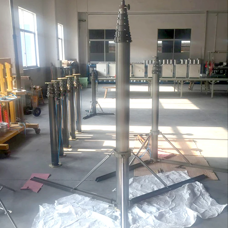 Pneumatic mobile tripod communication mast heavy pole