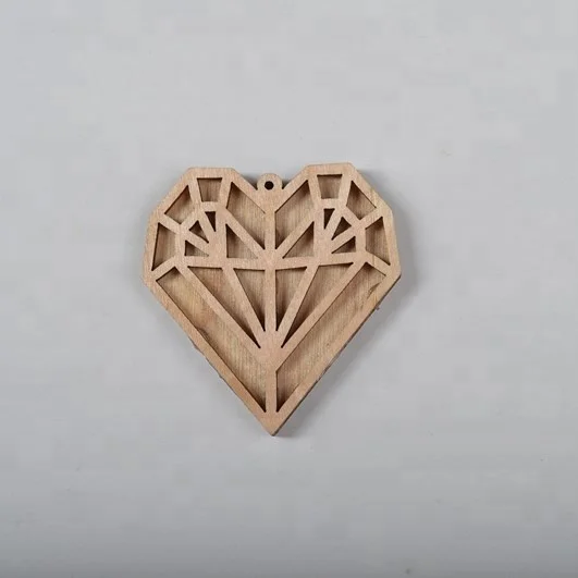 wholesale laser cut wooden heart shape craft decoration