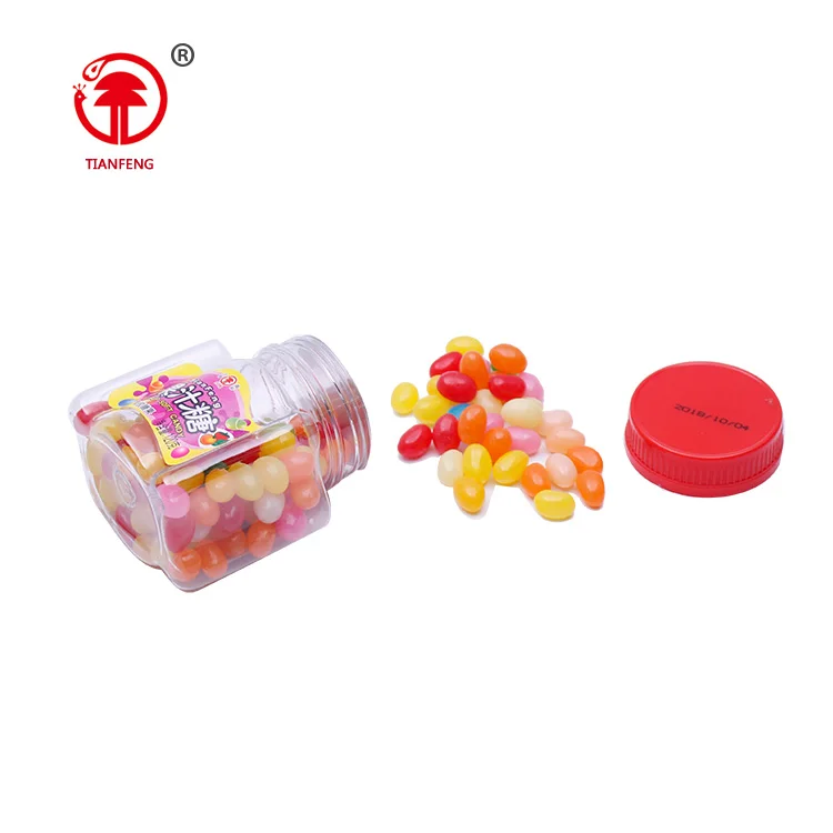 Bulk sale bottle gummy candy shaped jelly beans fruity tasted gummy candy for sale in red jar