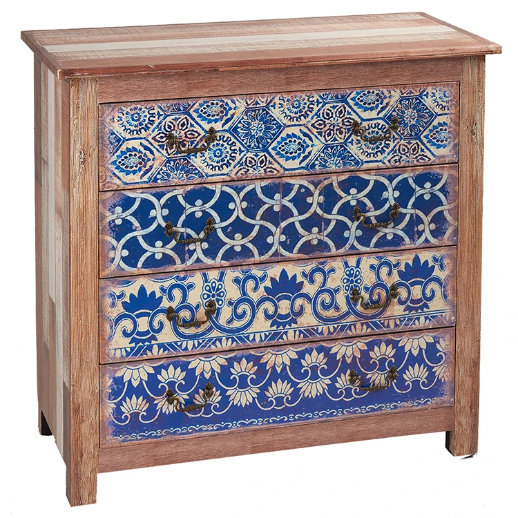 Design of blue and white porcelain home decoration dresser accent furniture with four drawers
