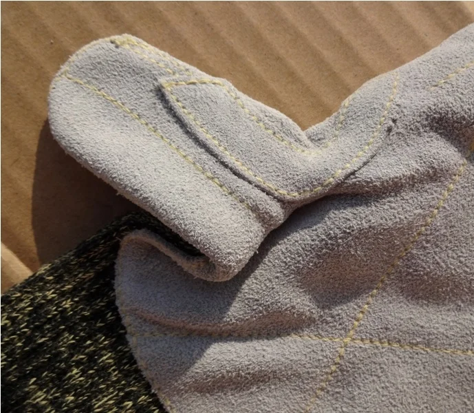 Super Anti Cut HPPE Aramid Fiber Leather Palm Cut Resistant Work Gloves