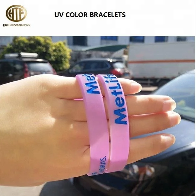 Custom sun color sensitive uv reflective silicone bracelet
