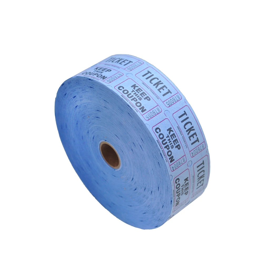 Raffle Tickets Consecutively Numbered Double Ticket Roll, Blue, 2000 Tickets per Roll