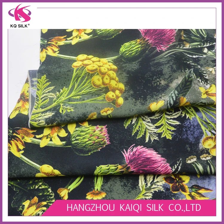 
Digital print 100% Silk satin flower print fabric chinese silk fabric 