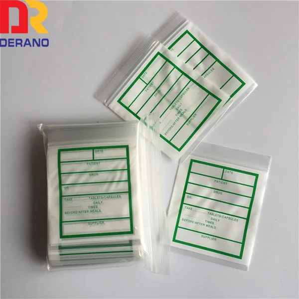 Medical grade resealable PE medicine envelope/plastic pills/drugs zip lock bag