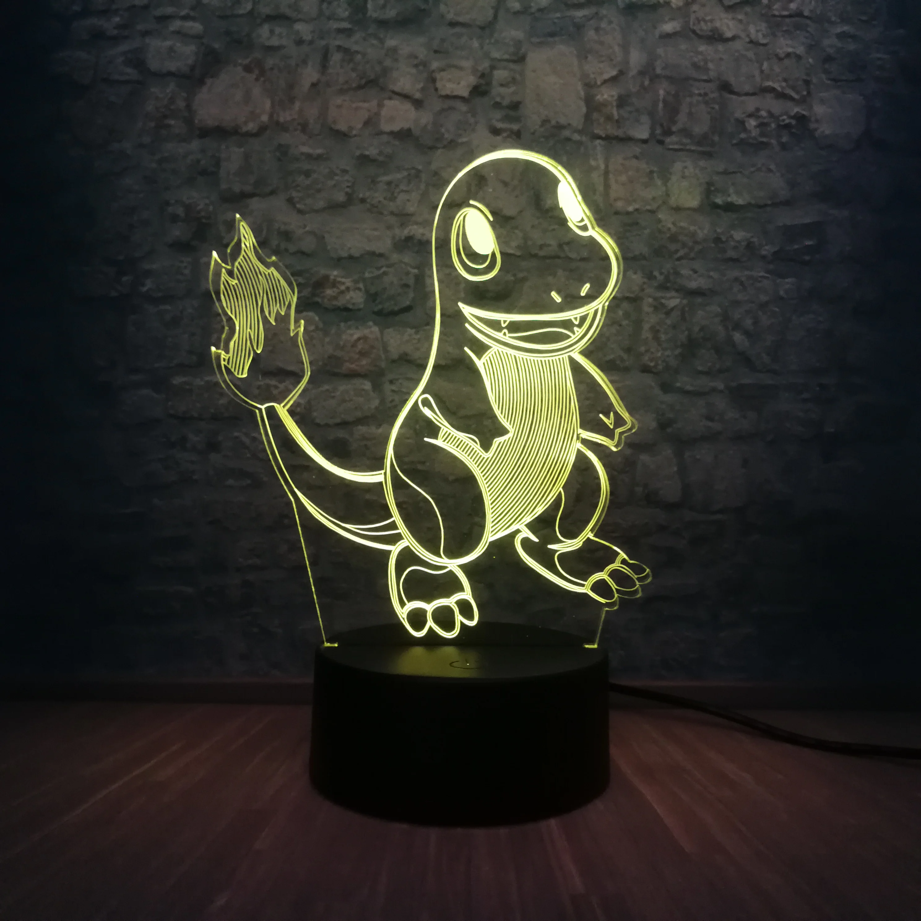 Japanese Cartoon Pokemons Go Game 3D LED Lamp RGB Lighting Small Fire Dragon Colorful Night Light Animal Figure Kid Toys Gifts