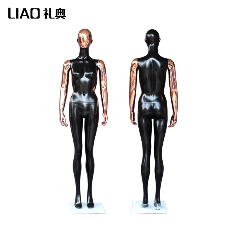 Fashion display Rose Gold Face and Arms Metal plating female mannequins full body
