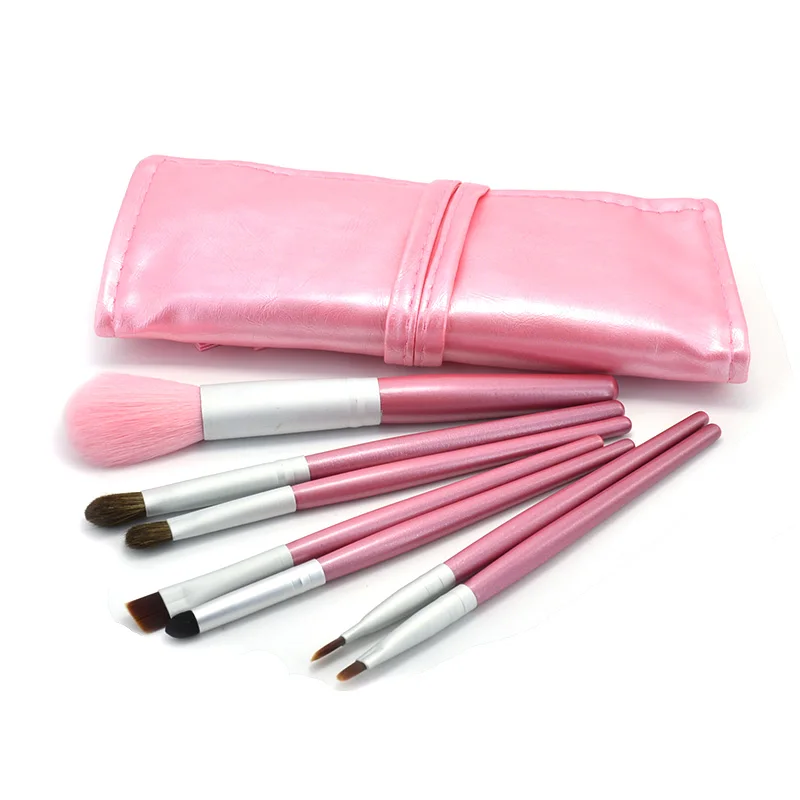 
private label high quality animal horse natural hair 7pcs makeup brush set with bag 
