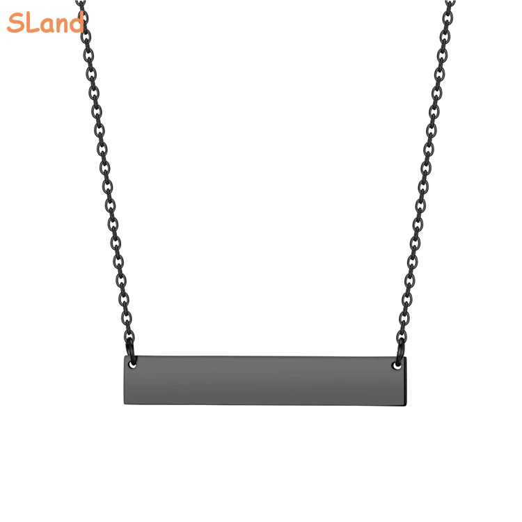 SLand Jewelry Manufacturer Wholesale dainty Gold plated 316L Stainless Steel Horizontal Bar Necklace engravable name Gift