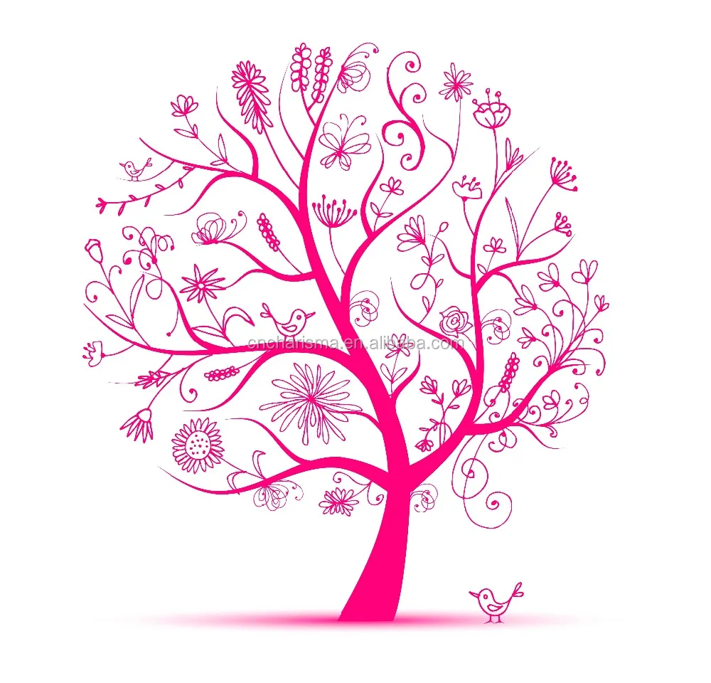 Heart leaves tree vinyle wall stickers for home decoration