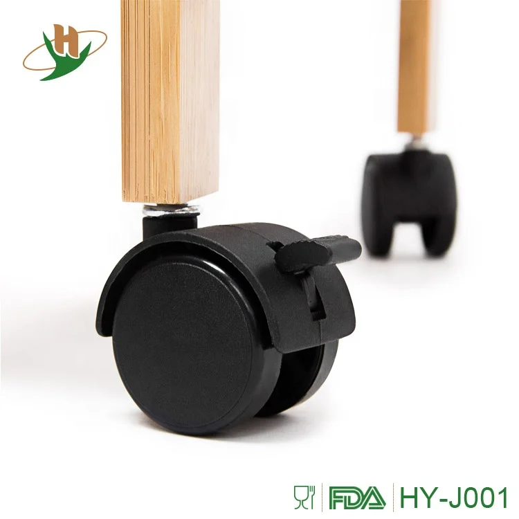 Home bamboo kitchen food delivery trolley with steel shelf