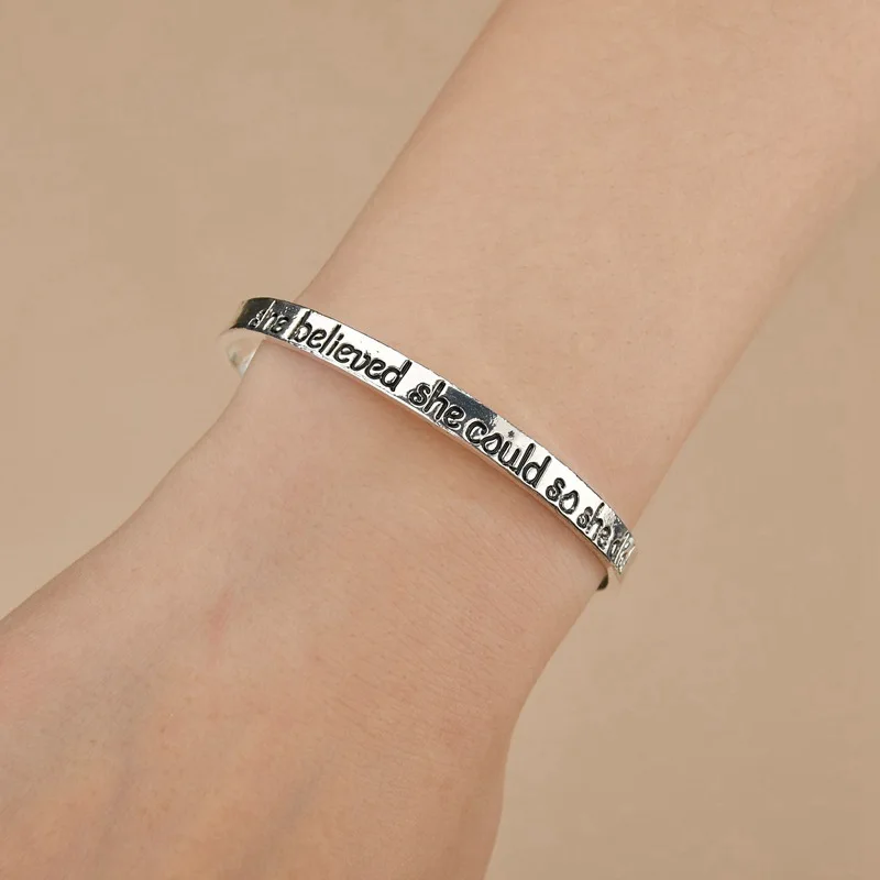 YK New Designs Unisex Vintage Logo Custom Believed Engraved Cuff Bracelet