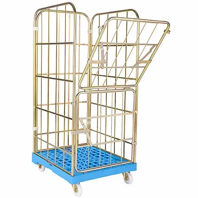  Roll Container with ABS basement and support plate Nylon wheels galvanised steel side wall
