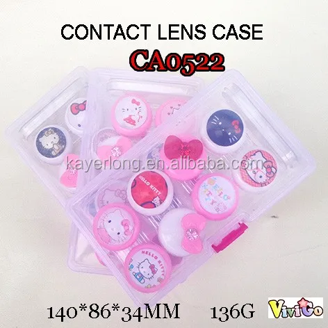 WHOLESALE  kt with butterfly deco PP box contact lens case with 4pcs lens holders CA0522