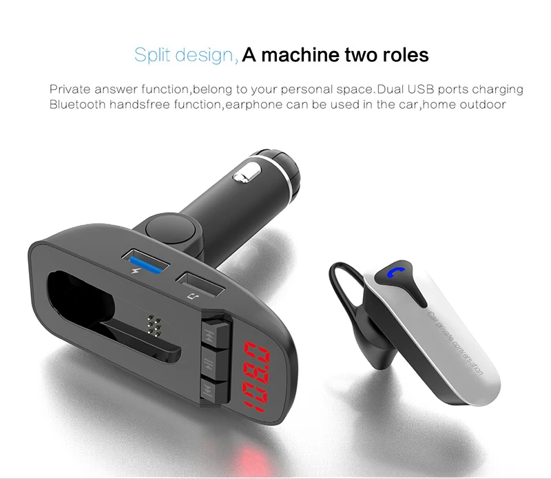 New Original   MP3 Player Car Kit ER9  Handsfree  Call  BT FM Transmitter  with Earphone