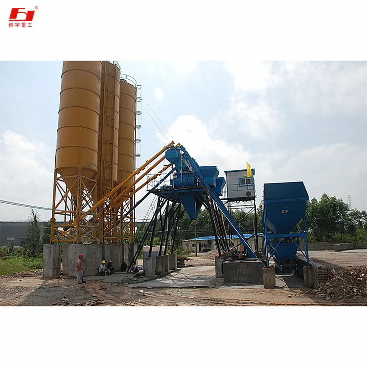 lightweight HZS60 concrete mixing plant,dry powder mixing plant,concrete mixer with conveyor belt