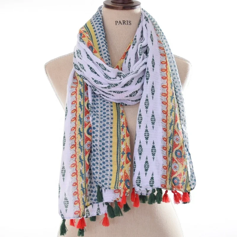 High quality 6 colors spring summer scarf tribal shawl fashion printed aztec scarf women