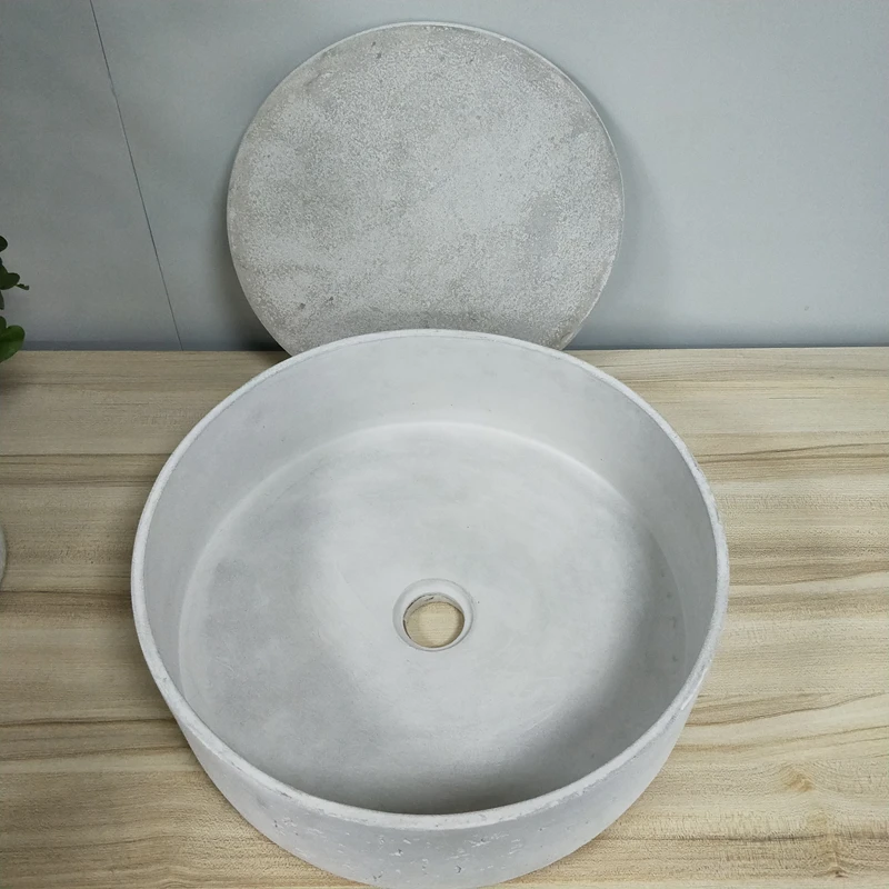 Rectangle Eco-friendly Hotel Supply Natural Concrete Bathroom Wash Basin