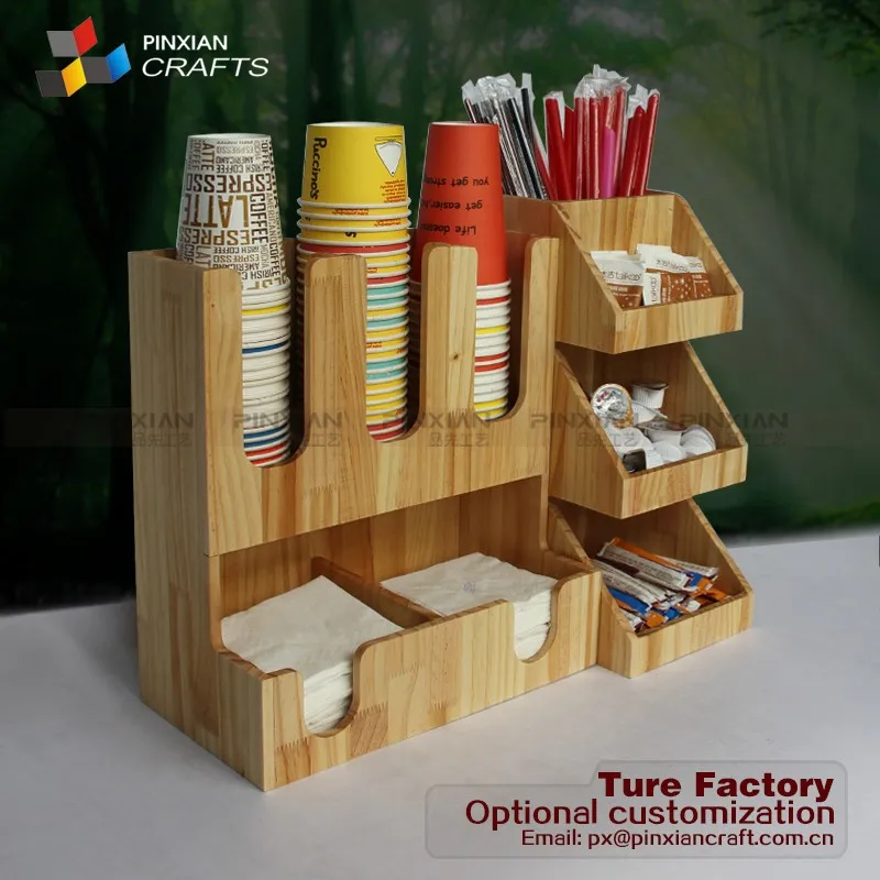 Acrylic mug cup display milk sugar packets ball knife fork straw spoon combo coffee cup display rack