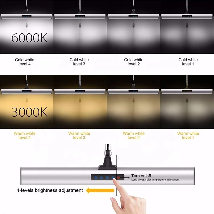 3000K/6000K High CRI 95 Luxury Flexible Swing Arm Touch Sensor Desk Light Table LED Lamps for Office