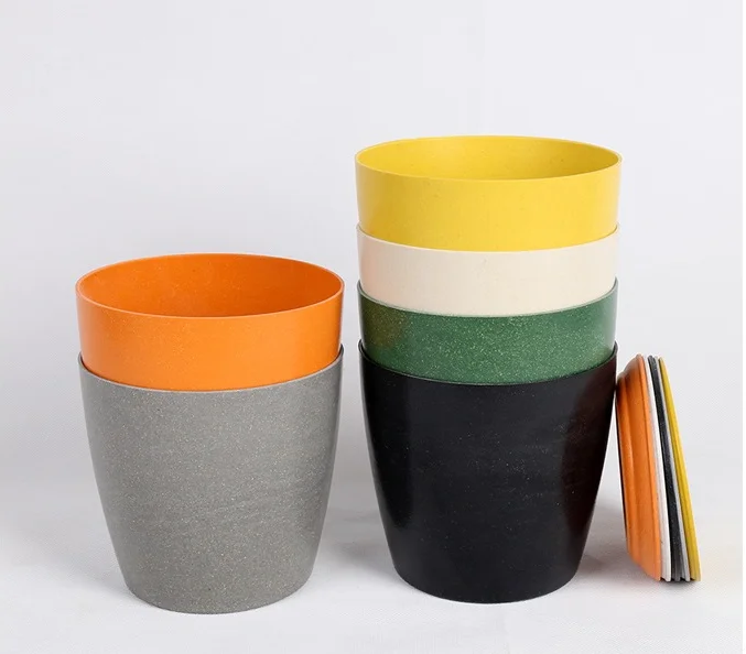 2020 China supplier hot selling Bamboo Fiber  biodegradable indoor garden plant flower pot for office living room