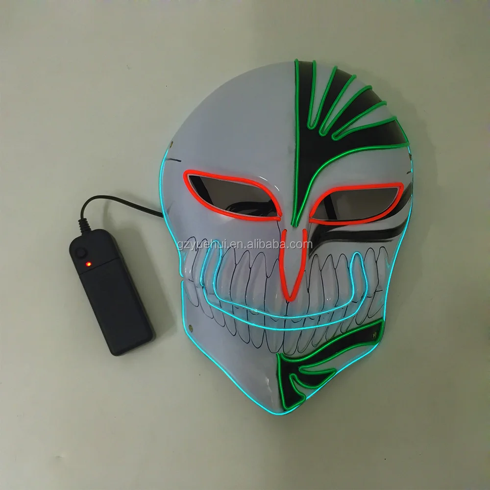Anime Party Holiday Lights BLEACH Led Rope Tube Luminous Mask Neon EL Cold Light Vizards Kurosaki Ichigo Cosplay Accessory Mask