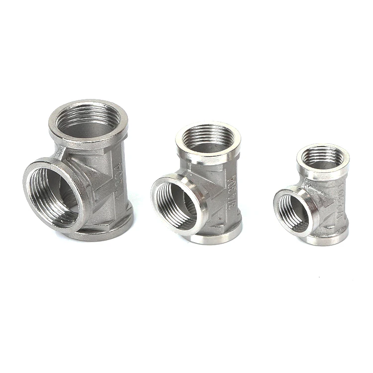 stainless steel 201 304 pipe tee fitting SUS female threads tee water plumbing pipe equal tee fitting